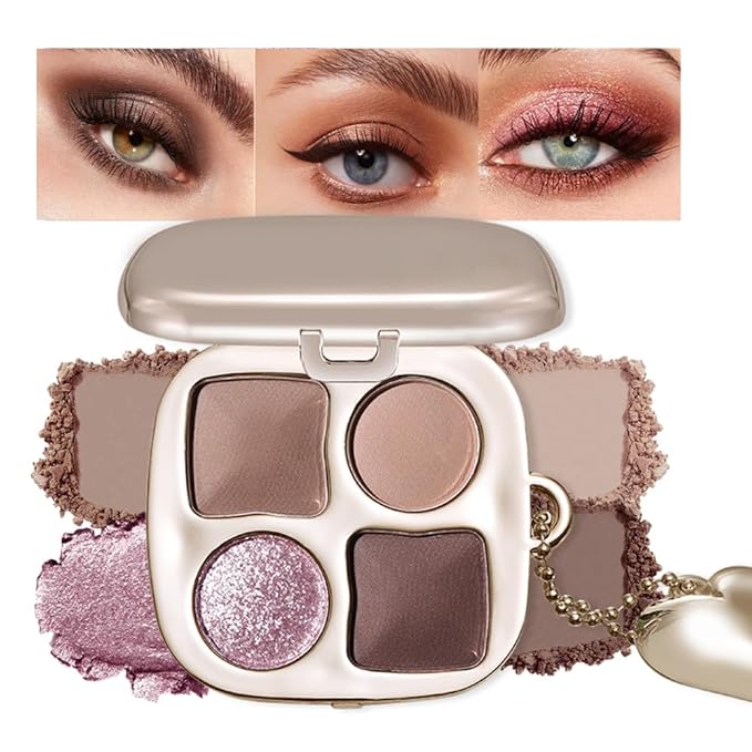 Cool Neutral Eyeshadow Palette with Mirror – Matte & Glitter High Pigment Blendable Long-Lasting Mini Everyday Eye, Mauve Smokey & Purple Contour Makeup Palette, Perfect for Blue, Green & Brown Eyes
