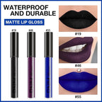 evpct 3Pcs Dark Purple Black Royal Blue Matte Liquid Lipstick Lip Stain Sets for Women Matte+Lipstick Long Lasting Waterproof Permanent 24 hr Hours Magic Lipstick 24 Hours original, Set27