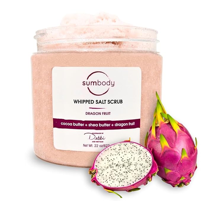 Sumbody Exfoliating Body Salt Scrub (21oz) Dragon Fruit, Antoxidant Rich, All Natural, USA Made, Self Care Gifts For Women, Teens, Men Sensitive Skin Nourishing, Hydrating, Non-Toxic