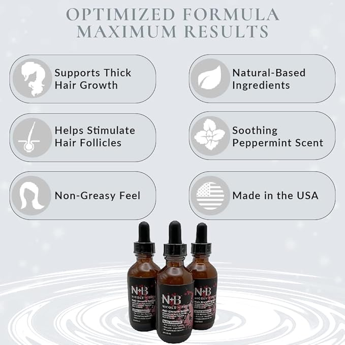 N+B Hair Growth Serum - Helps Promote Thicker, Fuller, & Healthier Hair w/Biotin, Natural-Based Formula, Helps Prevent Hair Fall & Thinning, For Women In All Hair Types - (2oz.) (3-Pack)