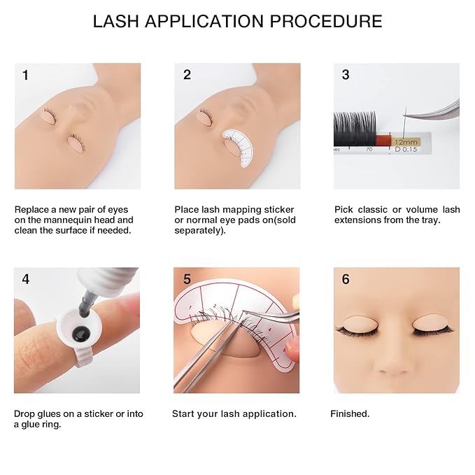 LASHVIEW Lash Extension Kit, Eyelash Extension Kit,Professional Eyelash Mannequin Head Kit with 4pc Removable Eyelids, Lash Kit for Eyelash Extensions Beginners,Training Makeup and Eyelash Graft