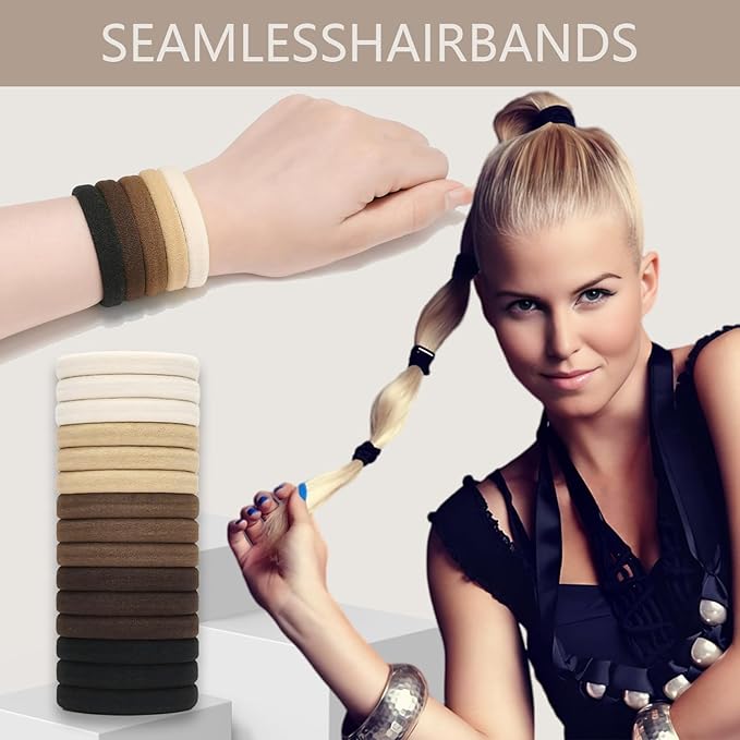 Hair Ties for women 5 styles Hair Elastics(15 No Damage Hair Ties 50 High Elastic Ties 15 Ponytail Holders 2 Bow Hair Clips 20 Snap Hair Clips) Pain-free No Crease multiple colors for all hair types