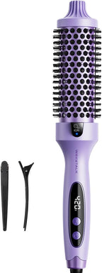 Wavytalk Thermal Brush, Blowout Boost 1.5 inch Heated Round Brush for Blowout Look, Negative Ion Technology, Ceramic Tourmaline, 5 Temperature Settings, Dual Voltage, Purple, Less Damage