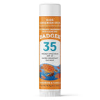 Badger Mineral Kids Sunscreen Face Stick SPF 35, Zinc Oxide Travel Size Sunscreen Stick for Kids, 97% Organic Ingredients, Reef Safe, Water Resistant, .65 oz