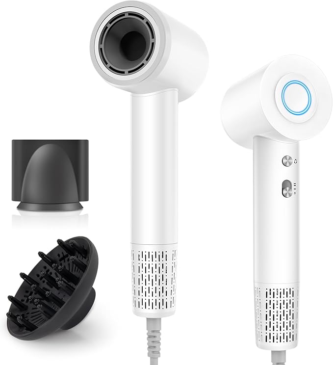 Hair Dryer, Travel Small Hair Dryer with Diffuser,High Speed Brushless Fast Drying Blow Dryer,Low Noise/Compact/Mini Design Hairdryer for Women,Men - No Heat Damage