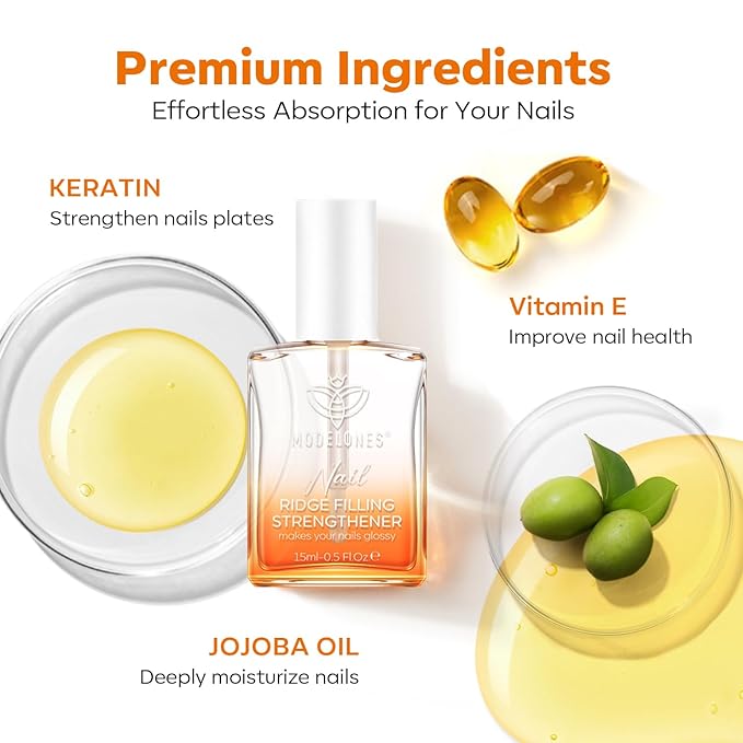 modelones Nail Strengthener Clear Nail Polish strengthener and growth Nail Repair for Damaged Nails Hardener Extra Strong and Growth Natural Nail Care Gifts for Women Concealer Polsih 15ml