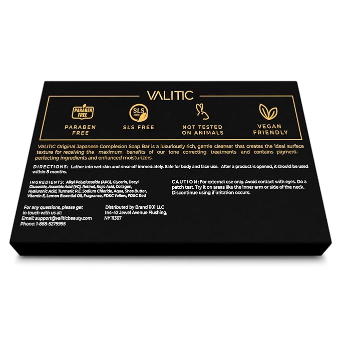 VALITIC Brightening Lemon & Turmeric Kojic Acid Soap with Vitamin C, Retinol, Collagen - Original Japanese Complex Infused with Hyaluronic Acid, Vitamin E, Shea Butter, Castile Olive Oil (5 Pack)