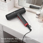 TOME Hair Dryer with Diffuser 1875W High Speed Blow Dryer Ionic 110000 RPM Cool Shot Lock 1 inch Air Curling Wands Nozzle Light Weight Red