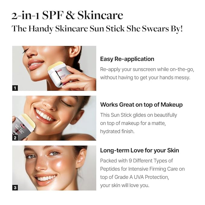 MDP+ Peptide 9 Bio Sunstick Pro | Korean Sunscreen Stick SPF 50+, Lightweight, Non-Greasy Broad Spectrum UV Protection for Face & Body