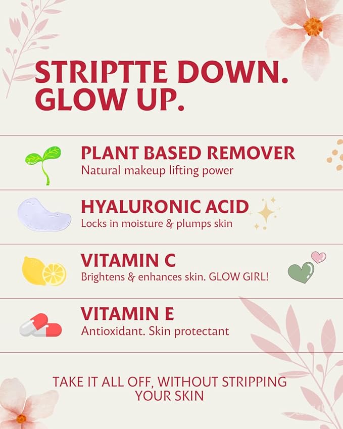 Fresh One Makeup Remover Wipes - Facial Cleansing | Deeply Hydrating | Brightening, Radiance-Boosting | Gently Removes Waterproof Makeup, Oil, & Eye Mascara | Face wipes for women | STRIPTTE (90 CT)