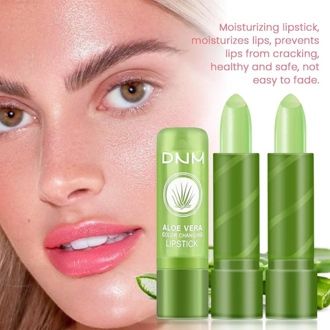 BINGBRUSH Aloe Vera Color Changing Lipstick Queen,Long Lasting Lip Care Nutritious Plumper Lip Balm Moisturizer Magic PH Temperature Color Change Lip Gloss Makeup Set for Women