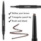 LAVONE Eyebrow Stamp Pencil Kit for Eyebrows Makeup, with Waterproof Eyebrow Pencil, Eyeliner, Eyebrow Pomade, and Dual-ended Eyebrow Brush - Granite