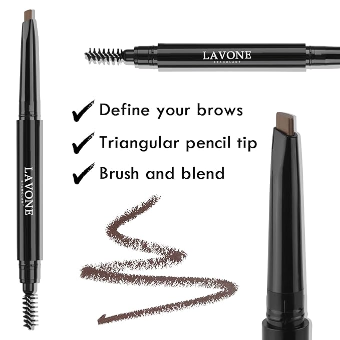 LAVONE Eyebrow Stamp Pencil Kit for Eyebrows Makeup, with Waterproof Eyebrow Pencil, Eyeliner, Eyebrow Pomade, and Dual-ended Eyebrow Brush - Light Blonde
