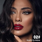 evpct Wine Red Shiny Longwear No-Budge Liquid Lip Color Lipstick Makeup, Highly Pigmented Color Instant Shine, Waterproof Long Lasting Lipstick for Women, Lip Stain Gloss with Lip Liner Brush, 02#