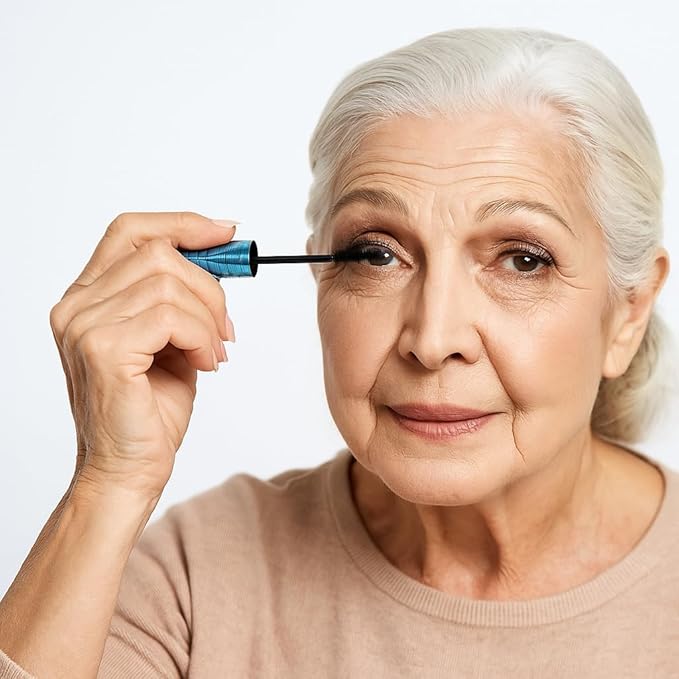 2 Pack Volumizing Mascara for Older Women 60 Plus - Lengthening & Thickening Formula, Smudge-Proof, Clump-Free, Waterproof Mascara for Thin Lashes, Ultra-Defining Lash Lift for Mature Eyes (Black, 2)