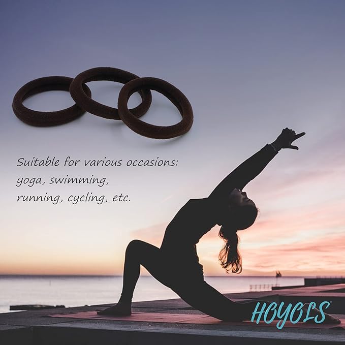 HOYOLS Soft Seamless Hair Ties, Dark Brown Stretch Elastic Ponytail Holders Bands for Women Thick Hair No Slip and Pull No Damage Scrunchies Headbands 100 Pcs (Espresso)