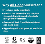 All Good Sunscreen - Sport Mineral Sunscreen Lotion, Reef Friendly, SPF 30+ for Face & Body, Water & Sweat Resistant (3 oz)
