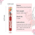 evpct 1Pcs Dark Red Matte Liquid Lipstick Lip Stain Sets for Women, Skull Face Deep Red Matte+Lipstick Long Lasting Permanent 24 hr Hours Magic Lipstick 24 Hours original Waterproof, 15#
