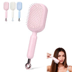 Retractable Cushion Massage Comb Brush, Anti-Static Easy-Clean Massage Comb,Air Cushion Massage comb,Smooth Clean Detangling Comb for All Hair Types(Pink)