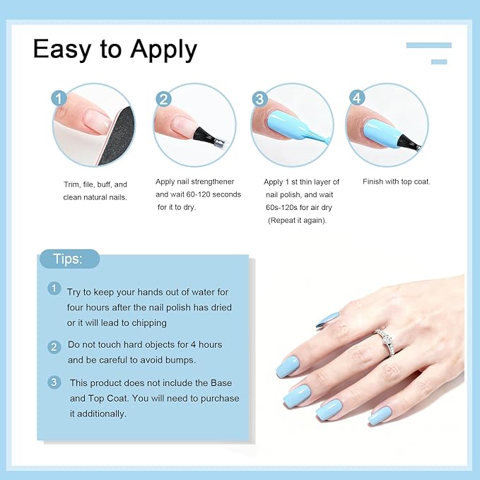 16.5ml Light Blue Nail Polish Large Volume Quick Drying Nail Polish, Fast Drying and Long Lasting Color Nail Art DIY Home Manicure Gift for Women