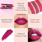 evpct 1Pcs Plum Purple Matte Lipstick and Lip Crayon Liner Pencil Pen Set for Women Lip Stain Long Lasting Waterproof labiales mate magicos 24 horas originales pintalabios permanente 24 horas 14
