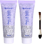 Body Glitter Face Glitter Gel: Singer Concerts Disco Festival Rave Accessories Face Glitter Makeup Chunky Sequins Mermaid Face Body Hair Glitter Gel (2 Silver)