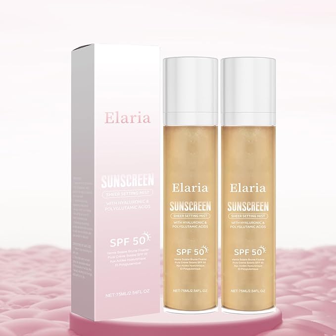 Earia Setting Spray for Face & Body - Sheer Sunscreen Mist SPF 50, Makeup-Friendly Setting Mist with Hydrating Glow & Non-Greasy for Radiant (2)