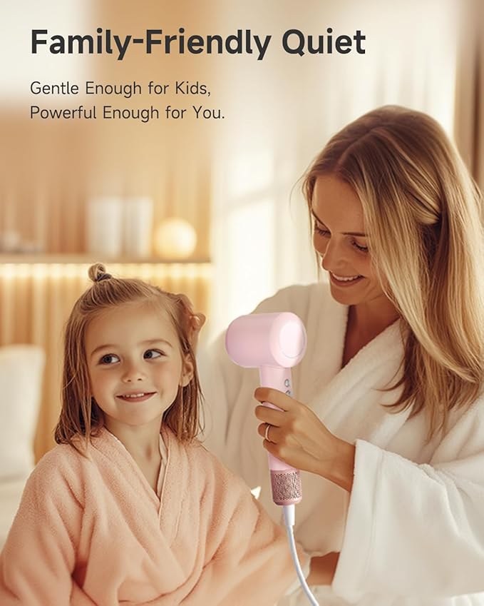 PLUZZ Ionic Hair Dryer with Diffuser, Professional High-Speed Blow Dryer for Women & Men, 110,000 RPM Brushless Motor Fast Drying & Low Noise, Thermo-Control, Lightweight & Compact for Home and Travel