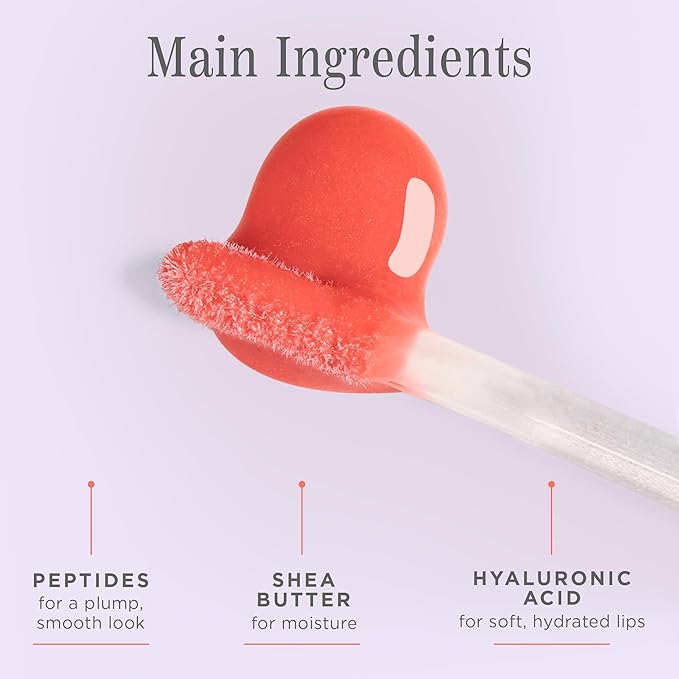 Cote Beauty's Peptide Lip Shine in Branson, Ultra Hydrating & Long-Lasting Coral Plumping Lip Gloss for Women with Hyaluronic Acid, Shea Butter & Jojoba Oil, Vegan & Cruelty-Free, 0.12 Fl Oz