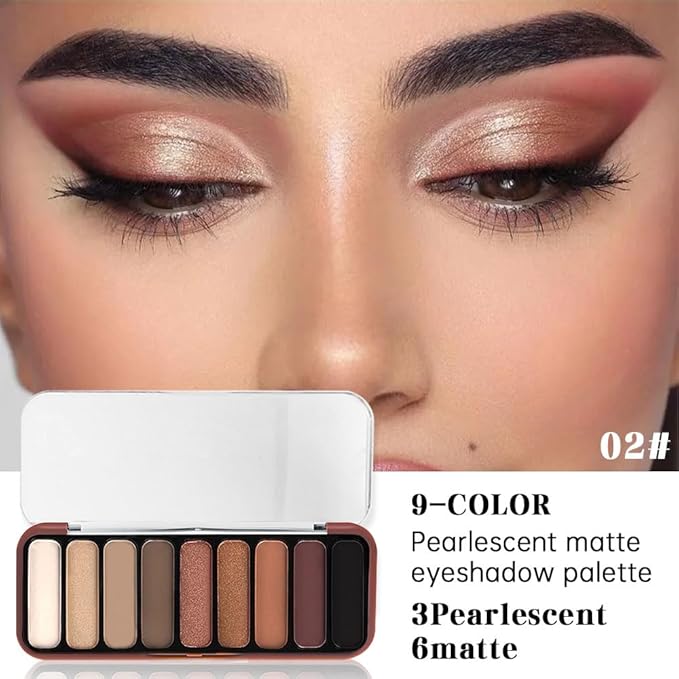 Gold Nude Brown Eyeshadow Palette – 9 Matte & Shimmer Shades in Frosted Ivory, Latte, Rose Bronze, Golden Copper & Deep Cocoa – High Pigment, Blendable, Long-Lasting Natural to Glam Smokey Eye Looks