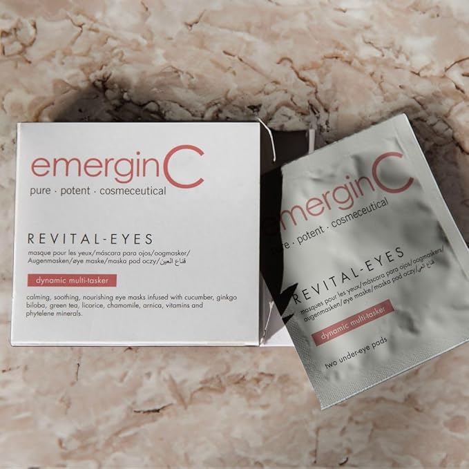 emerginC Revital-Eyes Mask - Soothing Gauze Eye Pads with Cucumber + Ginkgo to Help the Appearance of Puffy Eyes + Dark Under-Eye Circles - Refrigerate for Cooling Sensation (5 Sets of 2)