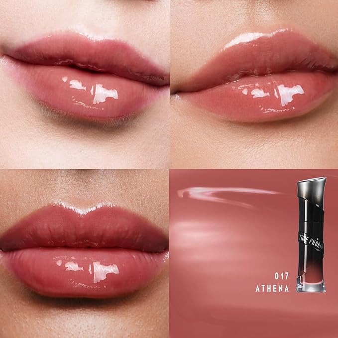 LUNARA FROST 3D LIP GLOSS - Plumping High-Shine Gloss with Hyaluronic Acid | Non-Sticky Glassy Finish | Cooling Sensation | 24H Hydration | Instant Volume Effect (17 ATHENA)