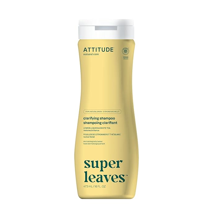 ATTITUDE Clarifying Hair Shampoo, EWG Verified, Restores Shine, Naturally Derived Ingredients, Vegan and Plant Based, Lemon Leaves and White Tea, 16 Fl Oz