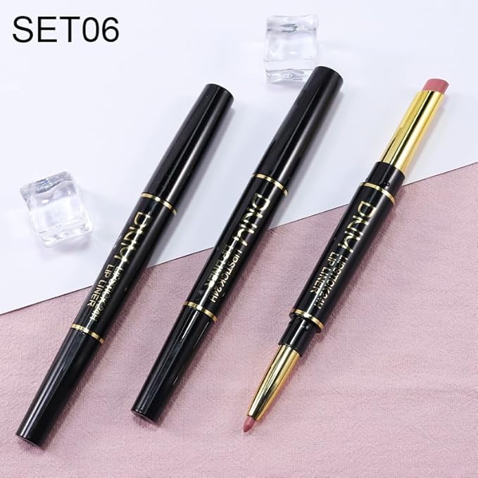 evpct 3Pcs Dusty Antique Rose Lip Liner and Lipstick Set Kit for Women Nude Beige Mauve Matte Fall Lipstick Shades Set Lip Stain Long Lasting Lipstick 24 hour Waterproof and Lip Liners Pencil Set