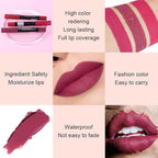 evpct 1Pcs Wine Red Matte Lipstick and Lip Crayon Liner Pencil Pen Set for Women Lip Stain Long Lasting Waterproof labiales mate magicos 24 horas originales pintalabios permanente 24 horas 12