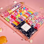 YANRONG Hair Accessories Set For Girls,Candy Colors Nylon Hair Ties,Elastic Ponytail Holders Rubber Band For Baby Kid,Cartoon Hair Clip / Band For Thick Hair & Thin,（2200PCS）