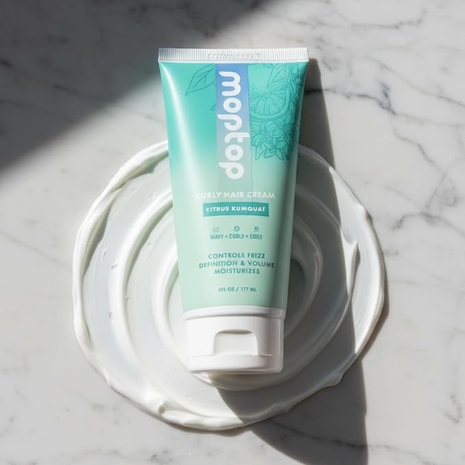 MopTop Curl Cream - Moisturizing Curl Activator for Frizz Control & Volume, Curl Defining Cream for Wavy, Curly & Coily Hair, Made with Junk-Free Natural Ingredients (Citrus Kumquat Fragrance, 6oz)