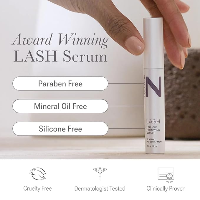 NULASTIN Follicle Fortifying Lash Serum - Clinically Tested Eyelash Enhancing Serum - Nourishes & Repairs to Promote Longer-Looking Lashes - Enriched with Hair-Strengthening Ingredients (0.1 Fl Oz)