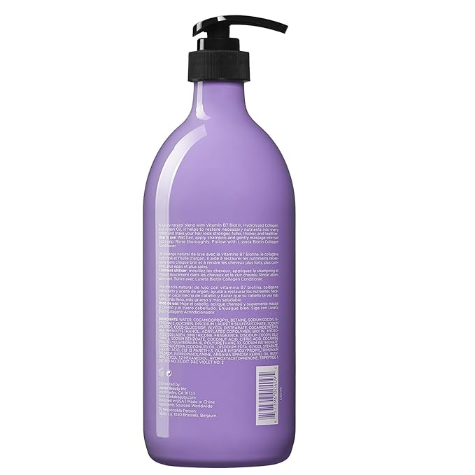 Luseta Biotin & Collagen Shampoo Thickening for Hair Loss & Fast Hair Growth - Infused with Argan Oil to Repair Damaged Dry Hair - Sulfate Free Paraben Free 33.8oz