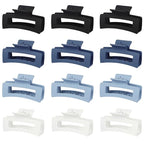 12 Pcs Medium Hair Clips, 3.5 Inch Square Claw Clips for Thick and Thin Hair - Blue