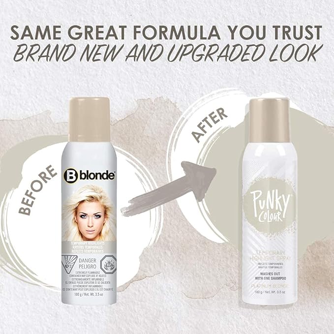 Punky Temporary Hair Highlight Spray, Platinum Blonde, 3.5 oz, 2-Pack