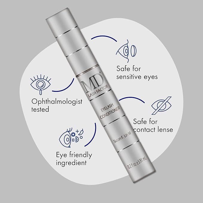 MD Lash Factor Eyelash Conditioner – 0.2 fl oz, 6-Month Supply – Peptide + Biotin Serum for Fuller, Thicker Lashes, Ophthalmologist-Tested