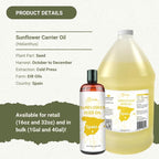 Sunflower Carrier Oil (32oz) - Direct from EIR Oils' Farmland in the Sunny Fields of Spain - 100% Pure Carrier Oil for Hair, Face, and Skin
