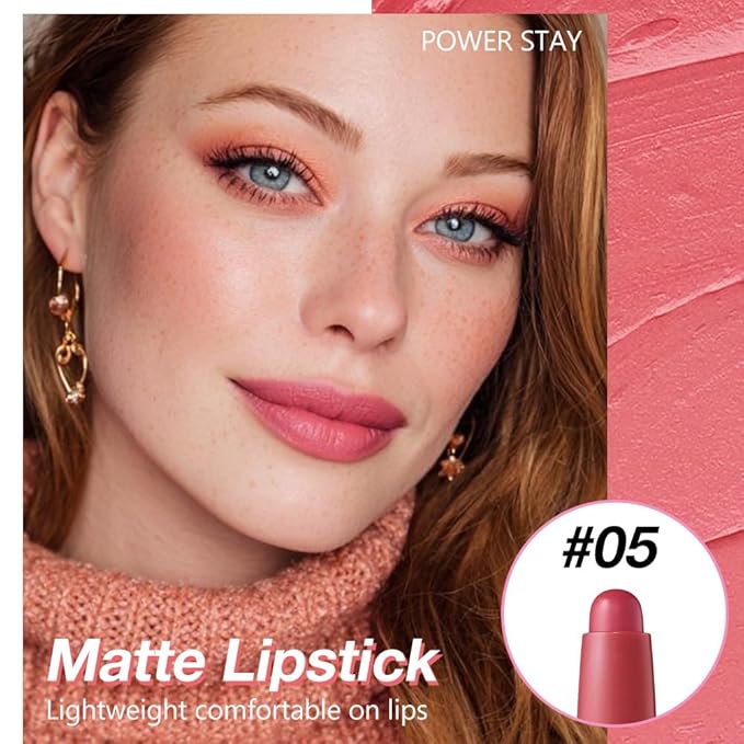 Coral Red Matte Lipstick Crayon for Women, Long Lasting Waterproof Velvet Lip Liner Pencil, High Pigment Creamy Lipstick, Longwear Non-Drying Lip Makeup Cruelty-free 24 Hours Original, 05#