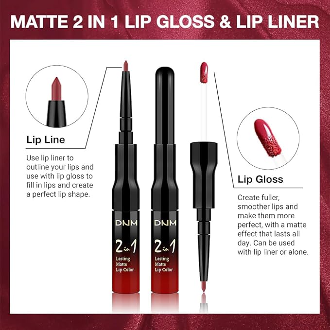 evpct 1Pcs Bright Fire Ruby Red Matte Lip Liner and Liquid Lipstick Stain Makeup Set for women, Red Long Lasting Smudge Proof Lipstick labiales matte mate larga duracion listip 24 hours originales,13#
