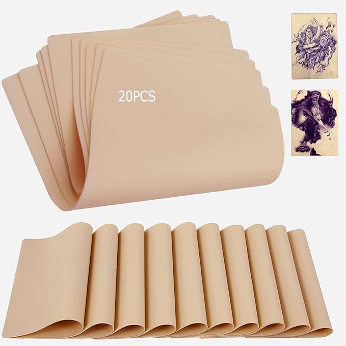 20Pcs Tattoo Practice Skins - Yuelong Blank Fake Skin Double Sides Practice Skins for Tattooing Microblading Skin-Like Blank Skin Tattoo Supplies for Beginners Artists
