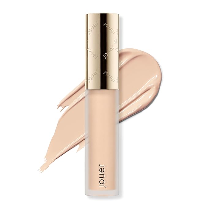 Jouer Essential High Coverage Liquid Concealer - Brightening Concealer - Color Corrector for Under Eye Dark Circles, Spot Coverage, and Eye Primer - Soft Matte Finish, Creme