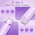 2025 New 2-in-1 Electric Bikini Trimmer for Women - Dual Head Electric Razor,Waterproof Painless Bikini Shaver, Pubic Hair Trimmer for Private Area & Body Hair, Purple