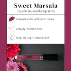 Aromi Matte Liquid Lipstick | Rose Burgundy, Pink Maroon Lip Color, Long Lasting, Waterproof, Long Wear, Smudge Proof, Vegan Makeup (Sweet Marsala)