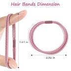 Boho Hair Ties, 20 PCS of 4 Styles Cute Hair Bands for Thick or Thin Hair, No Damage Boho Hair Tie Bracelets, Pink Elastic Hair Accessories for Girls and Women